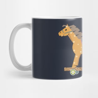 Wooden horses dark pattern Mug